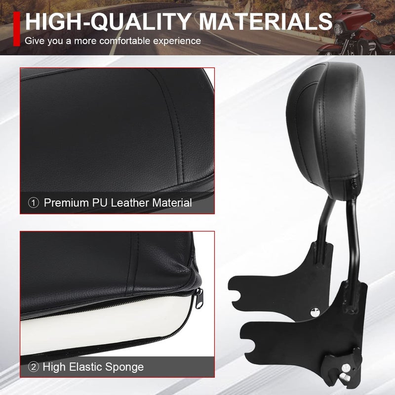 AUFER Detachable Upright Passenger Backrest Sissy Bar With Back Rest Pad Compatible With For Touring Road King Street Glide Electra Glide Road Glide FLHR FLHX FLHT FLTR 1997-2008ï¼ˆBlackï¼‰ - Image 3